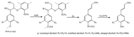 DFRC 분석법에 의한 리그닌의 β-O-4 결합 분해 메커니즘