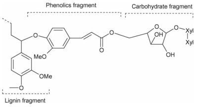 Lignin/phenolics-carbohydrate complex in wheat straw (Sun et al., 1997)