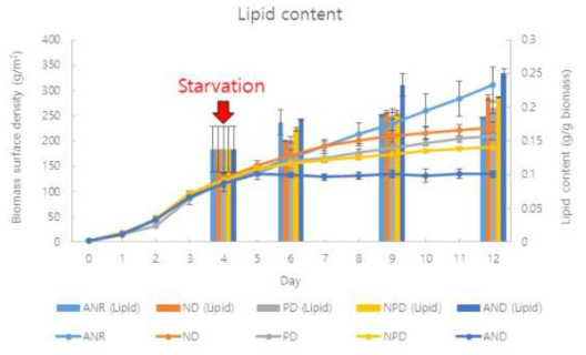 양분 결핍 전략이 바이오매스 성장과 지질함량에 미치는 영향