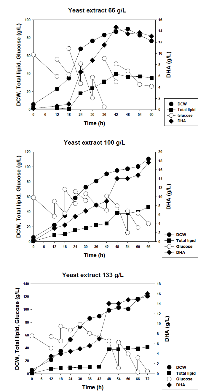 Schizochytrium sp. 균주의 yeast extract 공급 농도에 따른 유가식 배양