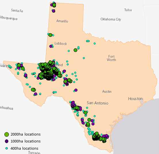 설치 후보 지역 예시 (미국 Texas)