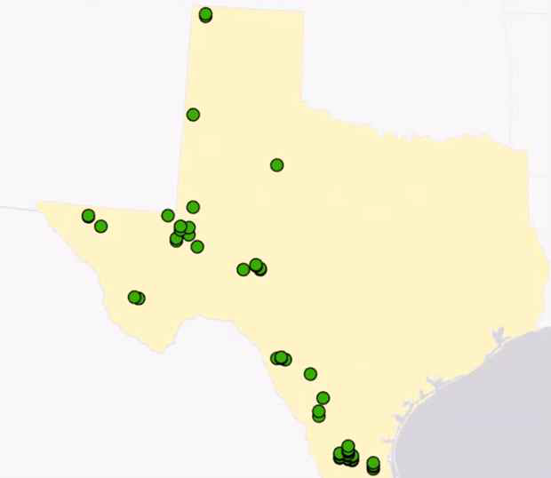 Texas 사례 분석을 위한 총 51개의 바이오리파이너리 후보 지역