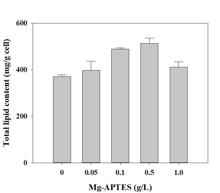 Mg-APTES 농도에 따른 총지질 함량