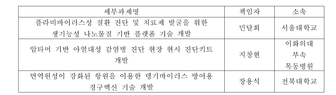 세부과제 및 책임자