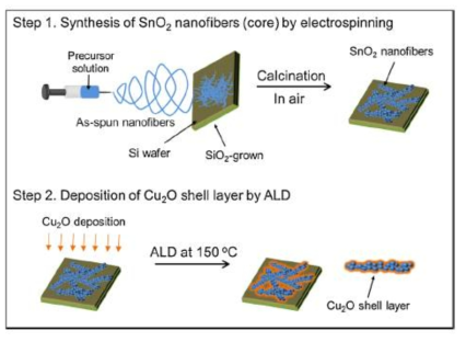 SnO2-Cu2O 복합체 형성 모식도