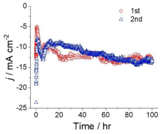 전기화학적 촉매의 안정성 테스트 결과