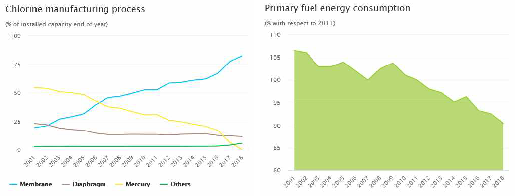 Chlorine 제조 시스템의 변화와 이에 따른 에너지 소모 감소 (Eurochlor)