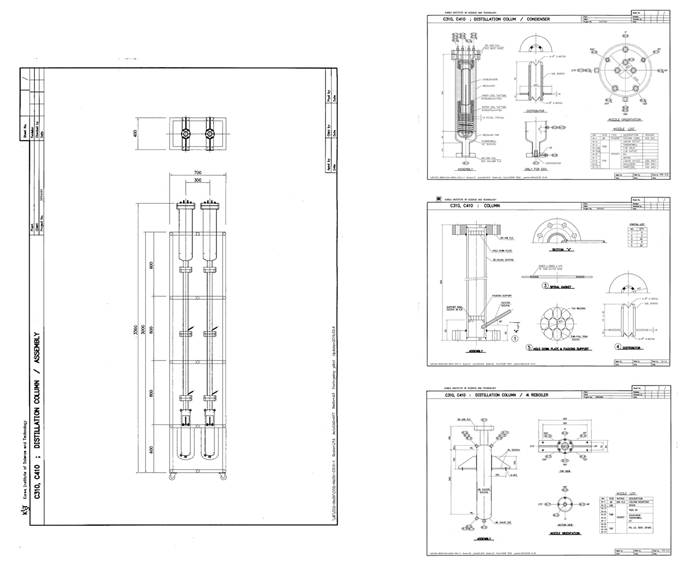 Bench-scale test plant용 증류탑 - Column: 2B, NTU 15