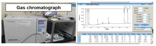 반응생성물 분석 GC 및 GC 크로마토그램