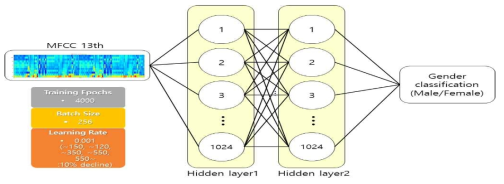 개발된 음성 기반 성별 분류 인공지능 구조도