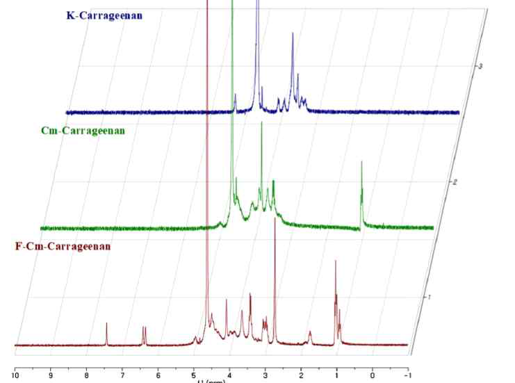 Car, Cm-Car 및 F-Cm-Car의 1H-NMR 스펙트럼
