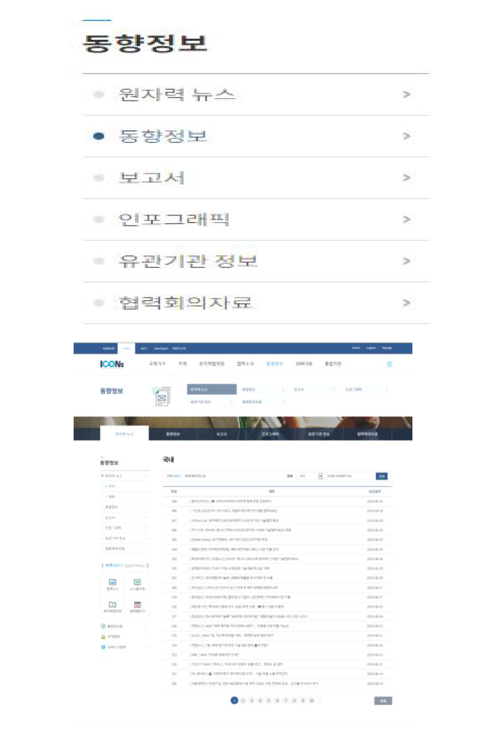 ICONs 내 동향정보 메뉴 신설