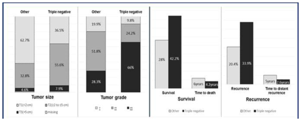 The aggressive behaviors of TNBC compared to other types of breast cancers