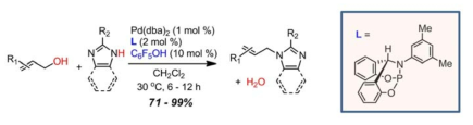 Pd(0)를 촉매로 하는 탈수화 Allylation 반응