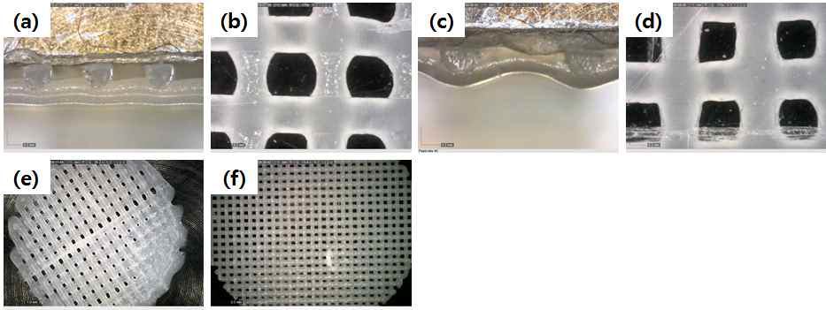 (a, b) Grid failure images, (c, d) Grid image as addition of external heat, (e) Heated from outside, (f) Heated from bottom