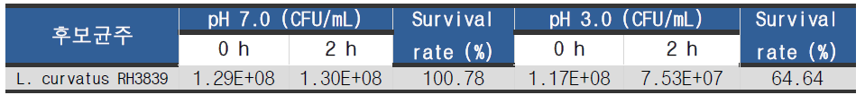 L.curvatus RH3839의 내산성
