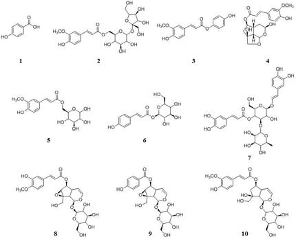 Chemical structures of compounds isolated from the stem of C. ovata