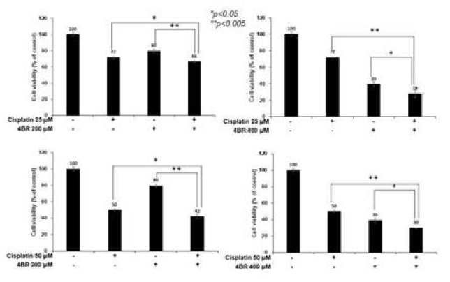 Cisplatin과 4-BR의 흑색종 세포독성 효과