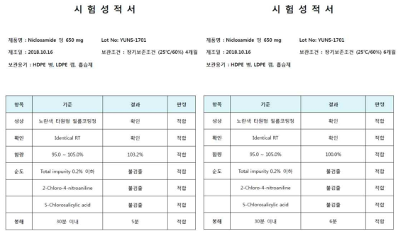 4개월, 6개월 시험성적서