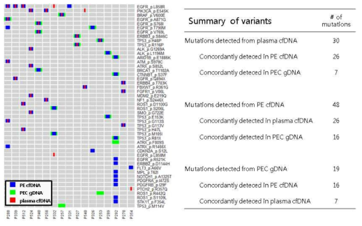 진행성 폐암에서 흉수 세포, 흉수 cfDNA, 혈장 cfDNA의 ctDNA 비교 분석