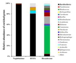 나프탈렌, BTEX, Hexadecane으로 오염된 토양시료 내 미생물 메타제노믹스 분석
