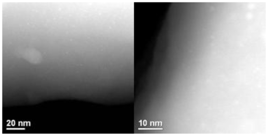 환원 후 구리 캡슐화 제올라이트의 주사 투과형 전자 현미경(Scanning Transmission micro electroscopy, STEM) 사진