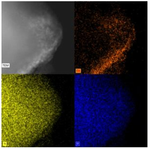 환원 후 코발트 캡슐화 제올라이트의 에너지 분산형 분광분석(Energy Dispersive X-ray Spectroscopy, EDS) 사진