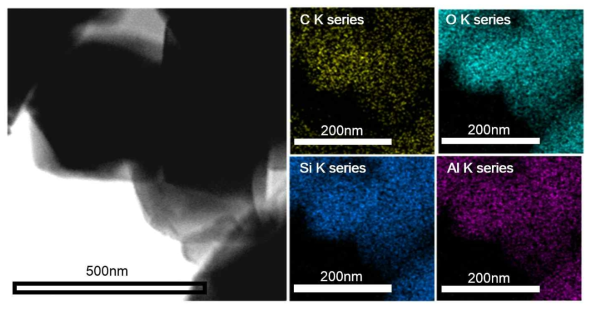 관능화 된 제올라이트의 투과전자현미경의 EDS 맵 사진