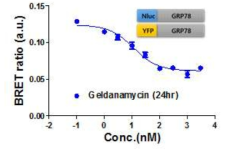 GRP78/GRP78간의 BRET 어세이에 대한 Geldanamycin의 용량 반응 곡선