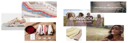 Nike사의 Plant color collection(좌)와 H&M의 Conscious collection(우)