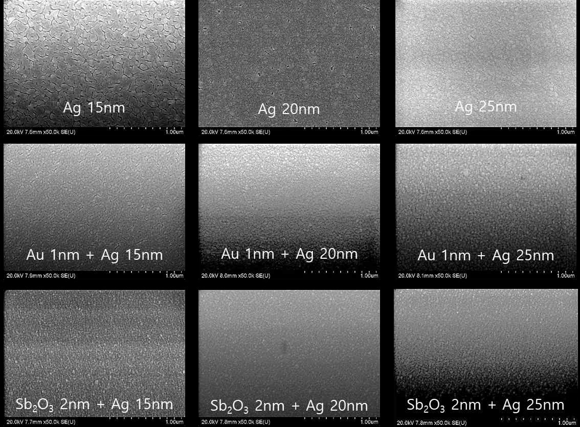 시드층에 의한 은 박막의 SEM 이미지