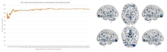 머신러닝 알고리듬을 사용한 Alzheimer Disease와 경도인지장애군의 분류정확률 및 주요 네트워크 영역의 Betweenness Centrality Map