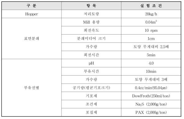 Pilot scale 실험조건