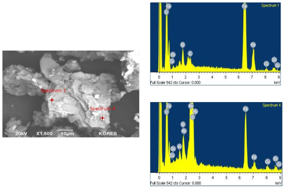 BSE-SEM Image and Corresponding Spectra(Float products in the Sulfide Flotation)