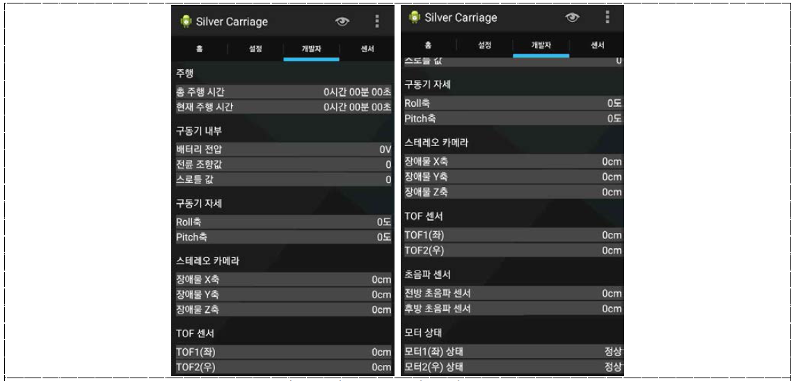 Application ‘개발자’ 탭 화면