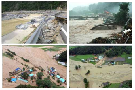 강원도 산지하천 홍수피해 및 토사재해 발생 사례