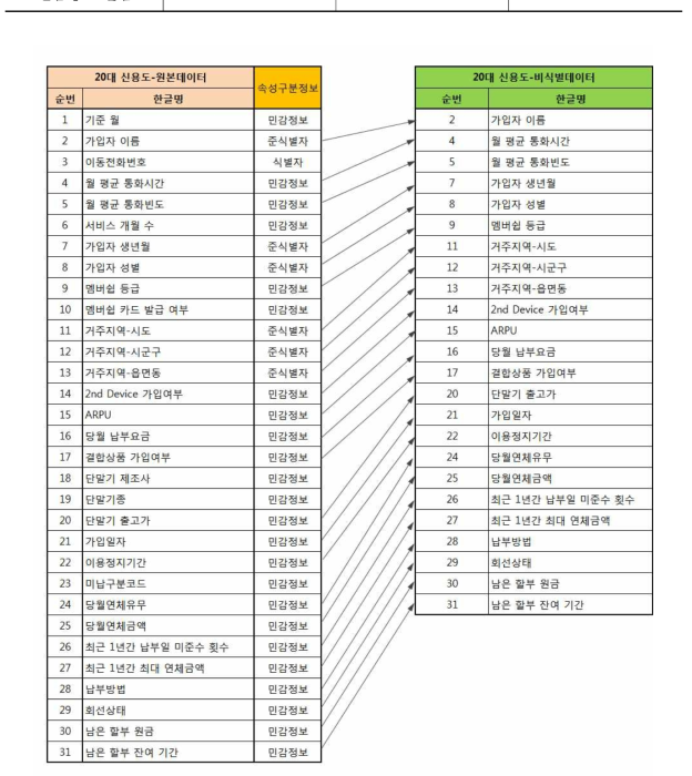 20대 신용도 데이터 스키마 및 전처리 매핑 정보