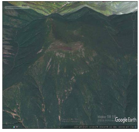 만탑산 위성영상 (Google Earth, 2015.09.07.)