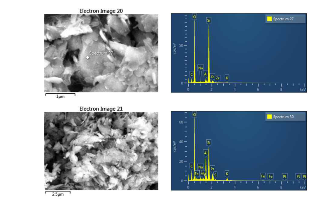 2차 flushing 단계의 case 2에서 채취된 회색의 부유물질(20171017-4)에 대한 SEM-EDS 분석 결과