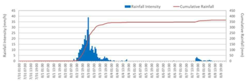 Test-bed지역의 강우량 (산청관측소)