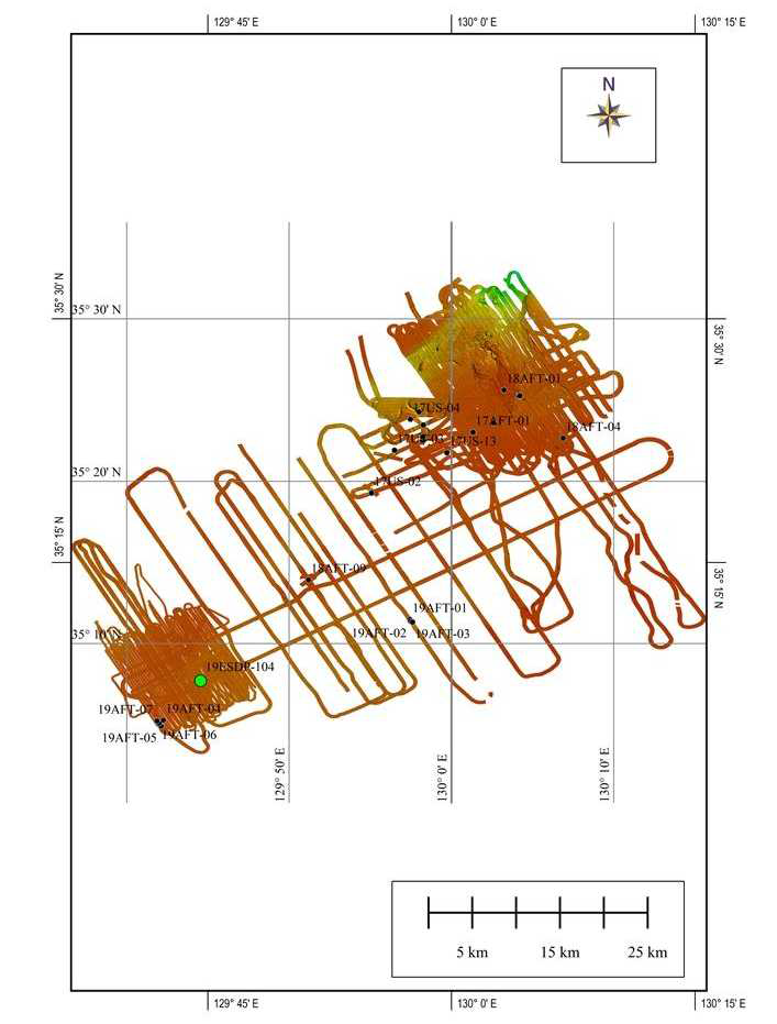 Location map showing pistion core sites and long drilling core site