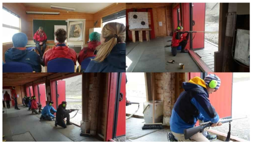 Rifle safety training for wild animal(polar bear) protection at the rifle shooting range of UNIS in Longyearbyen of the Svalbard