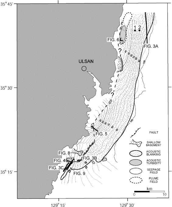 Distribution of shallow gas in the southeastern coastal area(Lee et al., 2005)