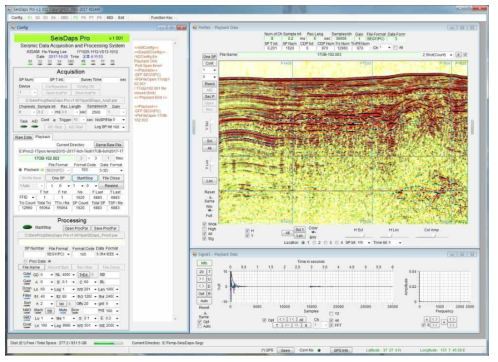 Main display of SeisDaps system in playback mode