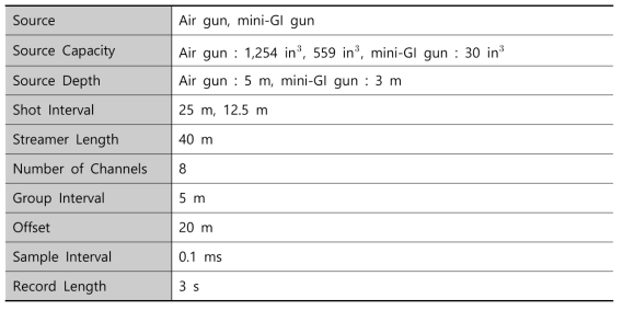 Data acquisition parameters of 2019 high-resolution seismic survey