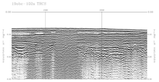 Trace section with sea bottom correction of Line 19OBC-102a