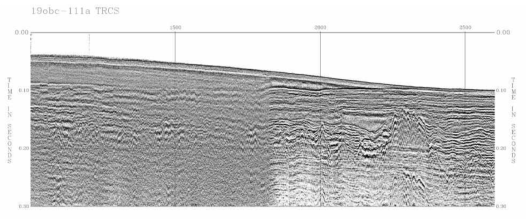 Trace section with sea bottom correction of Line 19OBC-111a