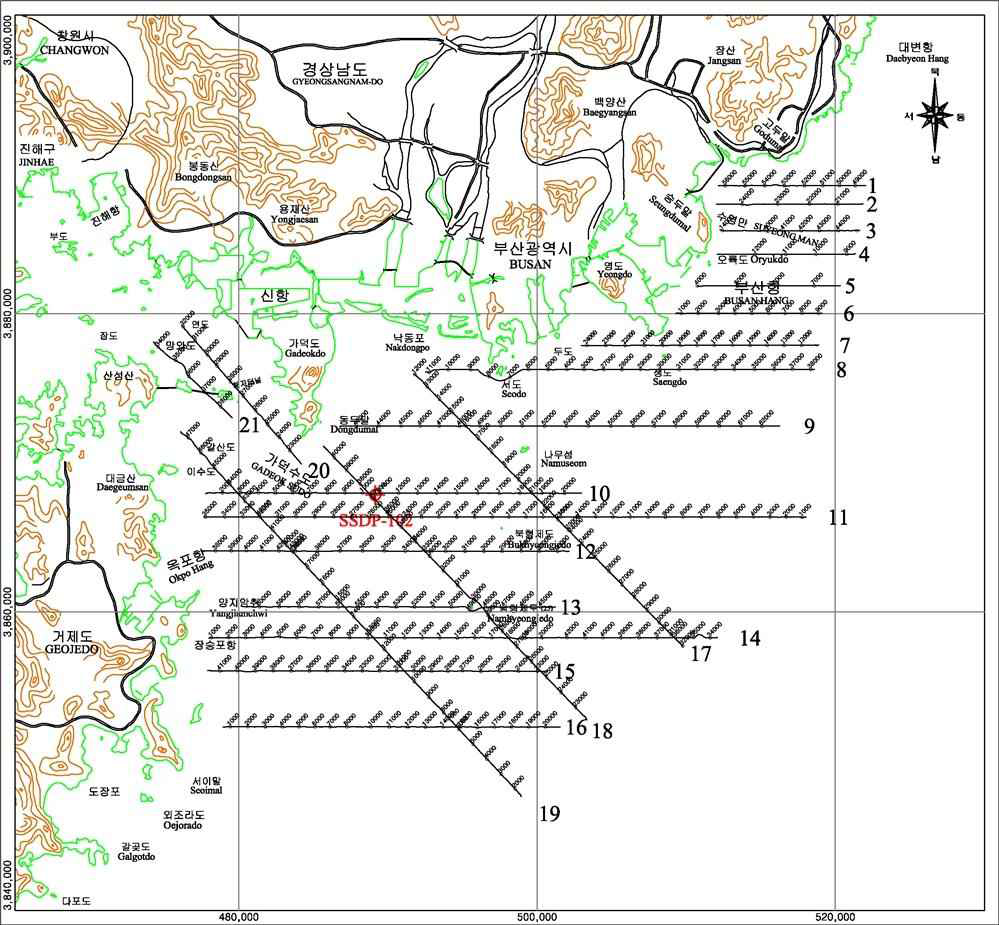 2017 shallow seismic survey lines offshore Busan