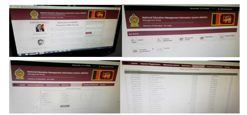 스리랑카 국가 교육정보 관리시스템(NEMIS) 출처: 스리랑카 컨설팅단(2018.10.11. 촬영, Zonal Education Office, Colombo)). 스리랑카 교육부 및 지역교육청 허락 하에 촬영함