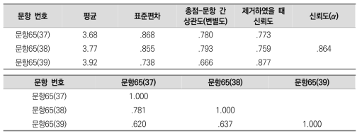 (핵심역량) 아이디어 창출 측정 문항의 기술통계 및 신뢰도